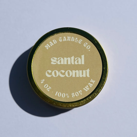 santal coconut soy candle - 4oz travel tin