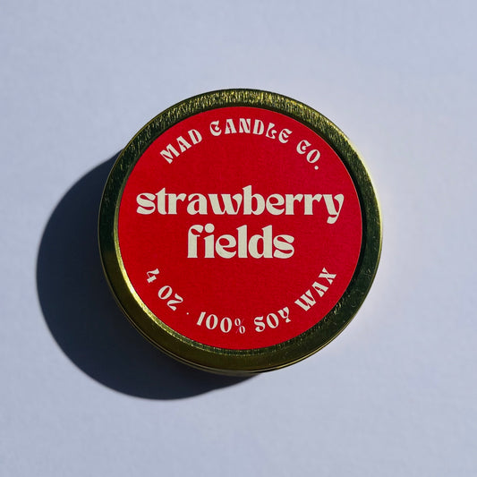 strawberry fields soy candle - 4oz travel tin